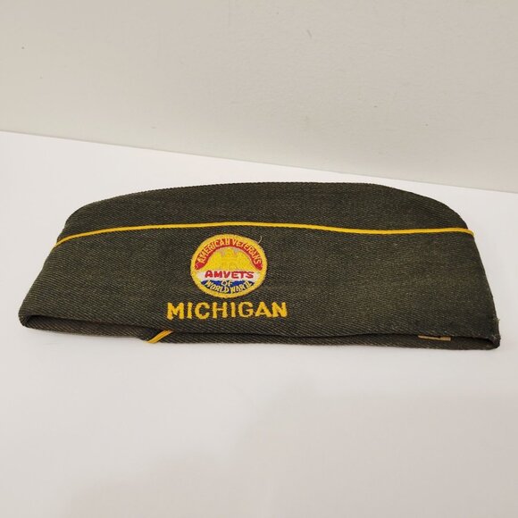 Vtg Embroider Michigan St. Joseph Post 88 WW11 American Vet Patch Garrison Hat - Picture 1 of 8